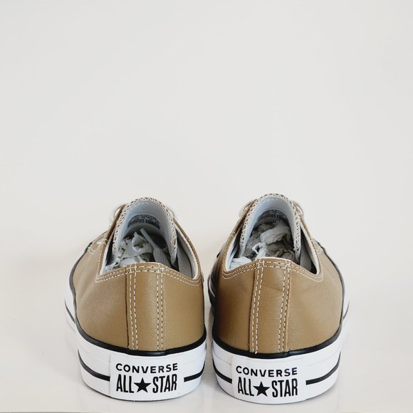 Converse CTAS Ox Sand Dune/White/Black Leather Unisex Sneakers A09926C NWT - Picture 5 of 6